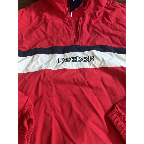 Reebok Men's Retro Colorblocked Quarter-Zip Popover Pullover Sweatshirt Red M - Picture 3 of 5